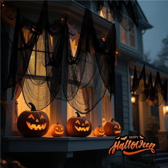 5pcs Halloween Black Creepy Cloth 30×80 Inch - Halloween Decor Spooky Haunted - Picture 3 of 8